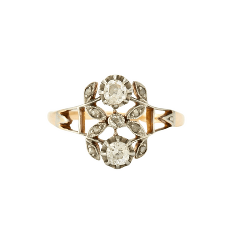 Bague 54 Bague or jaune et gris sertis de diamants 58 Facettes 240029