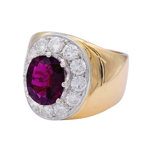 Bague 57 Bague jonc en or jaune et blanc 18 carats, rubis et diamants 58 Facettes 33176