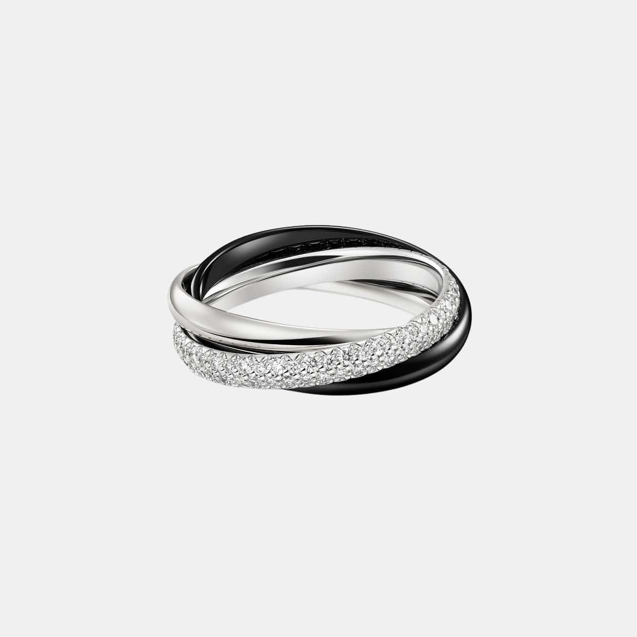 Bague Trinity Céramique Petit Modèle 104 Diamants Pavé