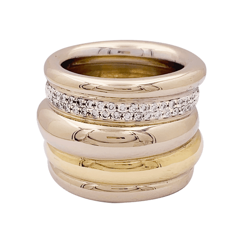 Bague 51 Pomellato Tubolare - Bague en or jaune et or blanc avec diamants 58 Facettes 34163