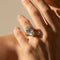 Bague 54 Bague Art déco en or jaune 14 carats avec aquamarine et diamants 58 Facettes