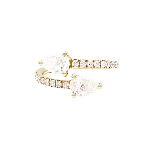 Bague 53 Bague croisée en or jaune 750 avec diamants poire et brillants 58 Facettes 35143