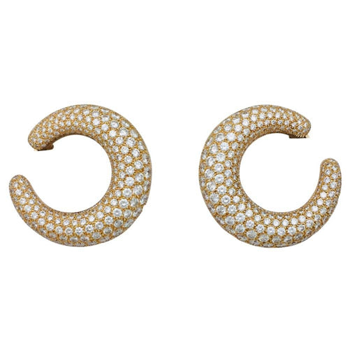 Boucles d'oreilles Cartier - Boucles d’oreilles créoles en or jaune 750 et diamants 58 Facettes 29012