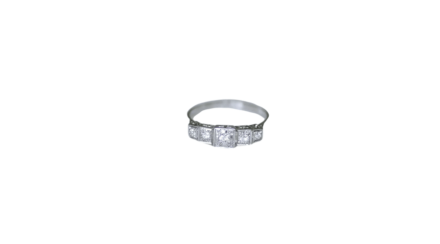 Bague 56 Bague Jarretière Art Déco Diamants 58 Facettes