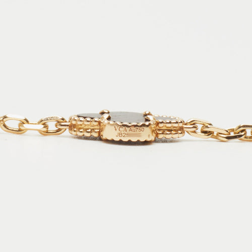 Bracelet Van Cleef & Arpels Vintage Alhambra - Bracelet 5 motifs en or rose et bois 58 Facettes vca-alh-brclt-ltrwd-rg