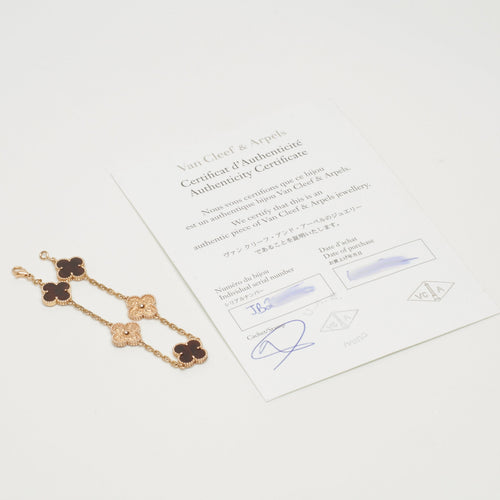 Bracelet Van Cleef & Arpels Vintage Alhambra - Bracelet 5 motifs en or rose et bois 58 Facettes vca-alh-brclt-ltrwd-rg