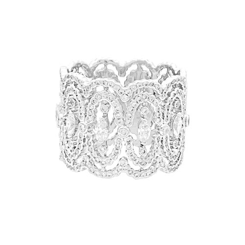 Bague 52 Messika Arabesque - Bague bandeau en or blanc sertie de diamants 58 Facettes 34952