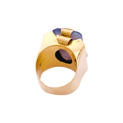 Bague 50 Bague « Tank » en or rose 750 ornée d’un jade lavande 58 Facettes 34753