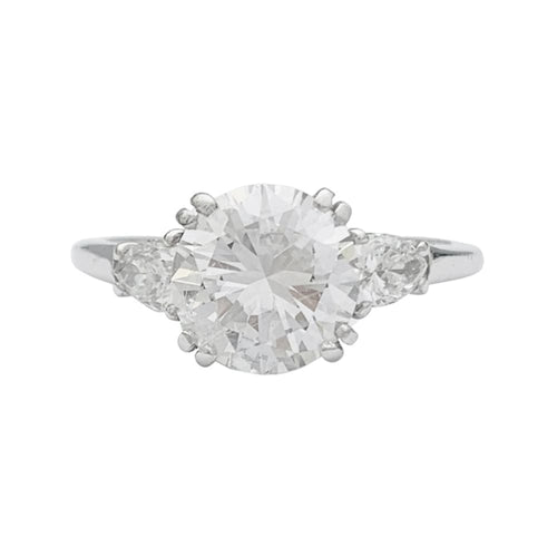 Bague 53 Bague solitaire en platine 950 avec diamant 2 ct et poires 58 Facettes 31592