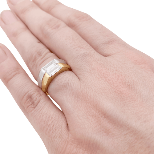 Bague 48 Bague deux ors 750 sertie de diamants taille baguette 58 Facettes 34457