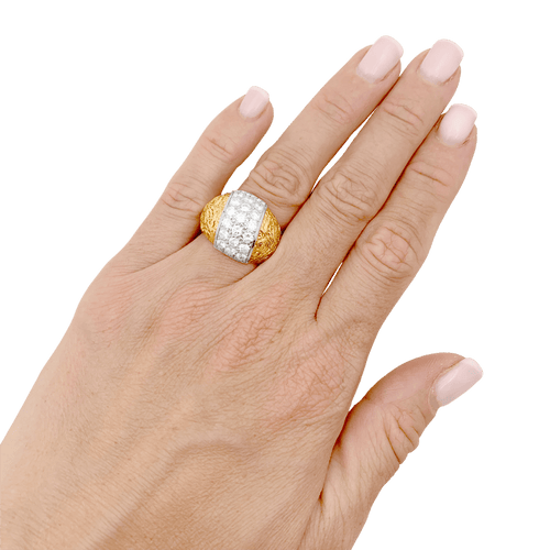 Bague 51 Bague bicolore en or jaune et or blanc 18K sertie de diamants 58 Facettes 34693