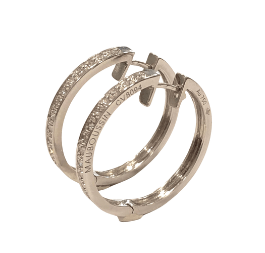 Boucles d'oreilles Créoles Mauboussin or blanc et diamants 58 Facettes
