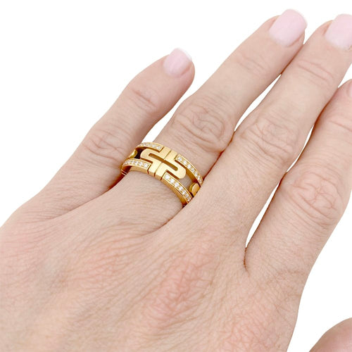 Bague 52 Bulgari Parentesi - Bague en or jaune et diamants 58 Facettes 35005