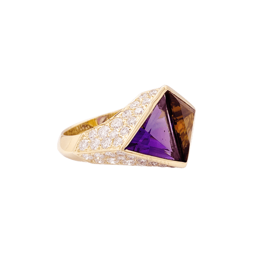 Bague 52 O.J. Perrin - Bague en or jaune avec citrine, améthyste et diamants 58 Facettes 34787