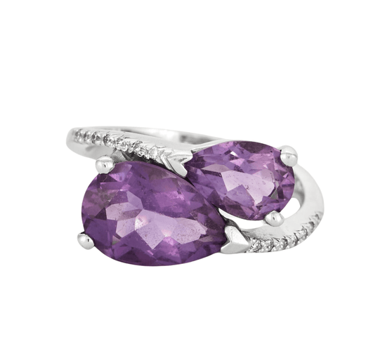 Bague 55 Bague Toi et Moi en or gris et améthystes 58 Facettes DV0624-22