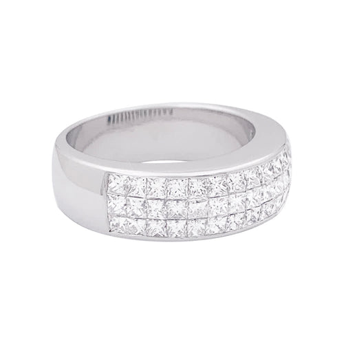 Bague 53 Bague jonc pavée en or blanc 750 et diamants princesse 58 Facettes 33993