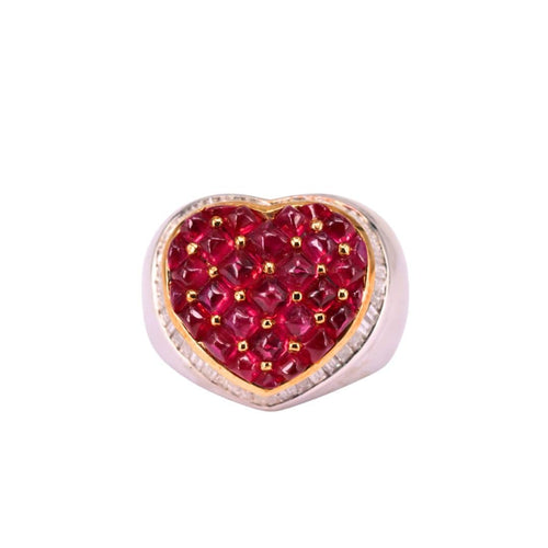 Bague Enter Bague Cœur Or blanc Rubis et Diamants 58 Facettes RNG141