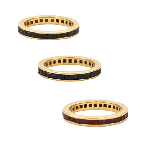 Bague 53 3 Alliances tour complet Saphirs Emeraudes Rubis 58 Facettes 230425