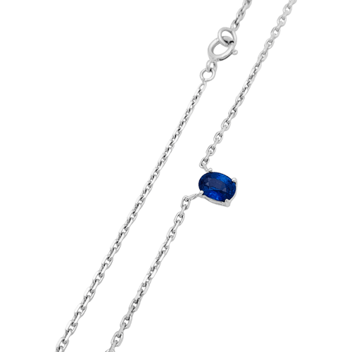 Collier Collier en or blanc 750 avec saphir ovale 1,46 ct 58 Facettes 34761
