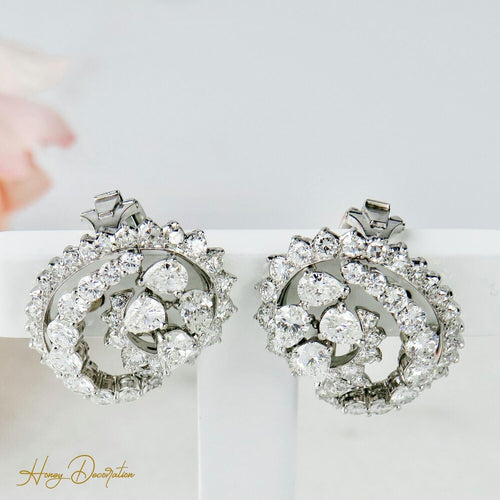 Boucles d'oreilles Clips d’oreilles - Platine 950 et diamants 5,60 ct 58 Facettes 1843