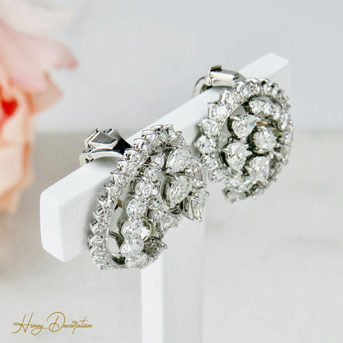 Boucles d'oreilles Clips d’oreilles - Platine 950 et diamants 5,60 ct 58 Facettes 1843