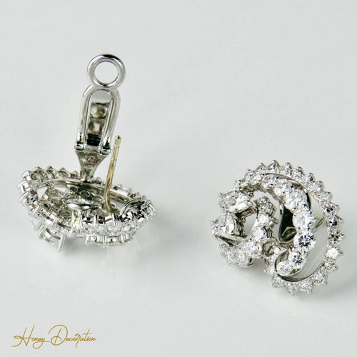 Boucles d'oreilles Clips d’oreilles - Platine 950 et diamants 5,60 ct 58 Facettes 1843