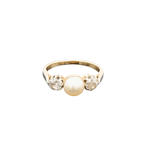 Bague 51 Bague Trilogie début XXème Diamant Perle 58 Facettes