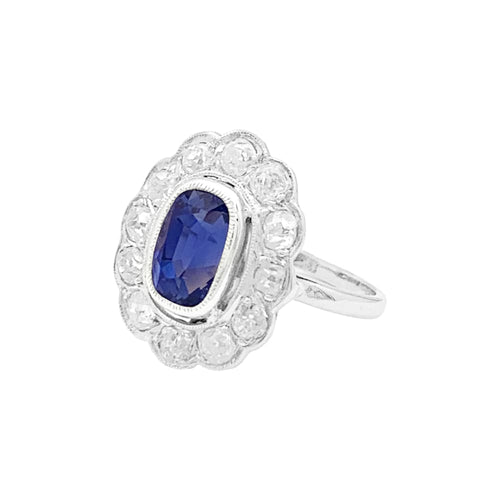 Bague 50 Bague pompadour en platine avec saphir et diamants 58 Facettes 34995