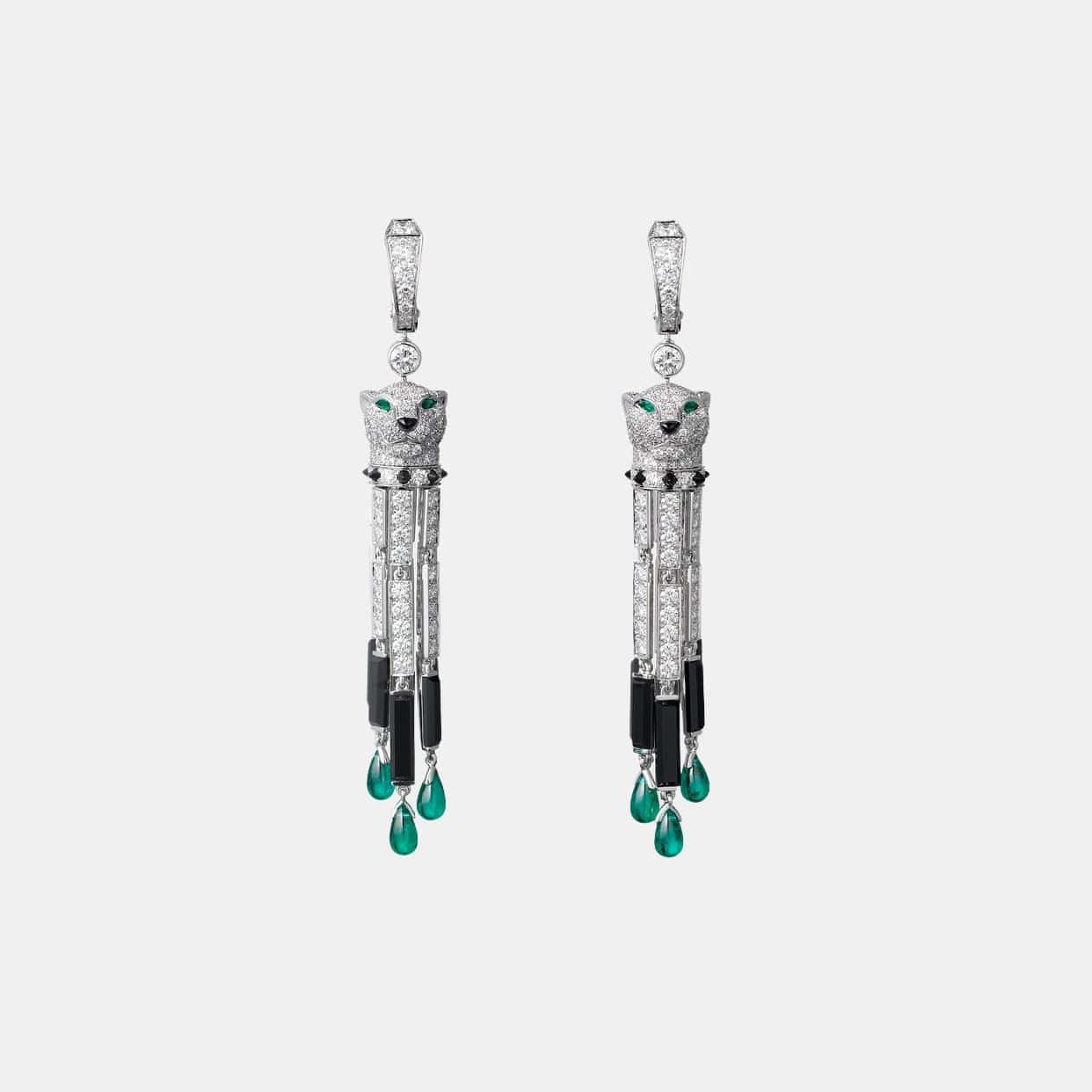 Boucles d'oreilles Panthère Or blanc Diamant