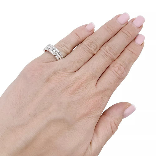Bague 48 Cartier Tank Française - Bague en or blanc sertie de diamants 58 Facettes 33676