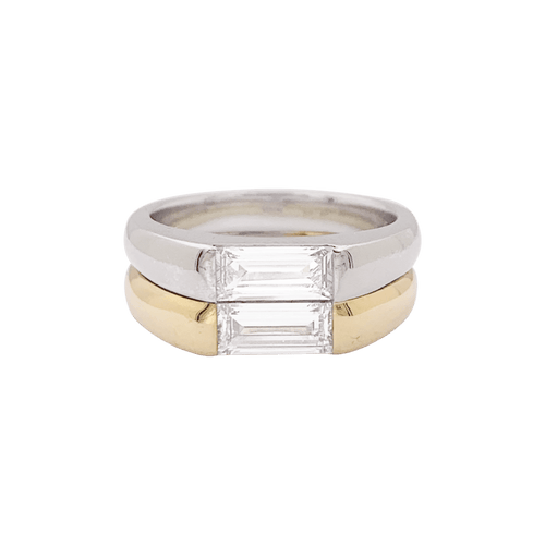 Bague 48 Bague deux ors 750 sertie de diamants taille baguette 58 Facettes 34457