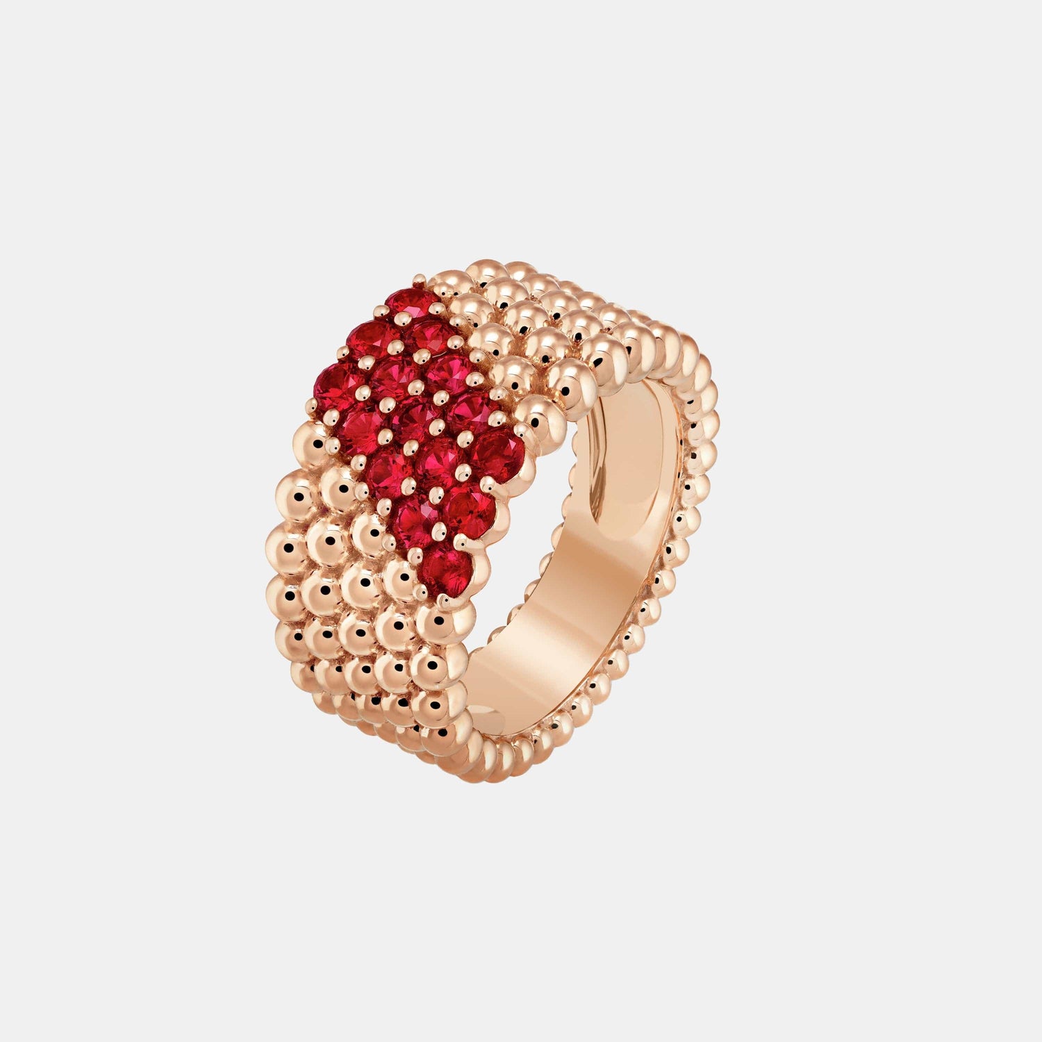 Bague Perlée Or rose Rubis 0.99ct
