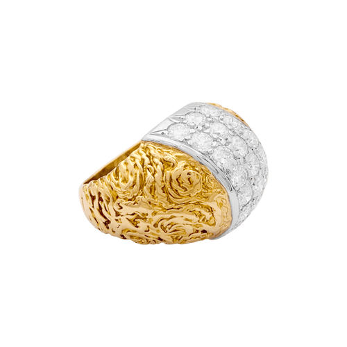 Bague 51 Bague bicolore en or jaune et or blanc 18K sertie de diamants 58 Facettes 34693
