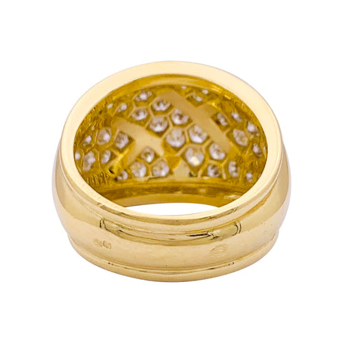 Bague 54 Bague bandeau pavée de diamants en or jaune 750 58 Facettes 33884