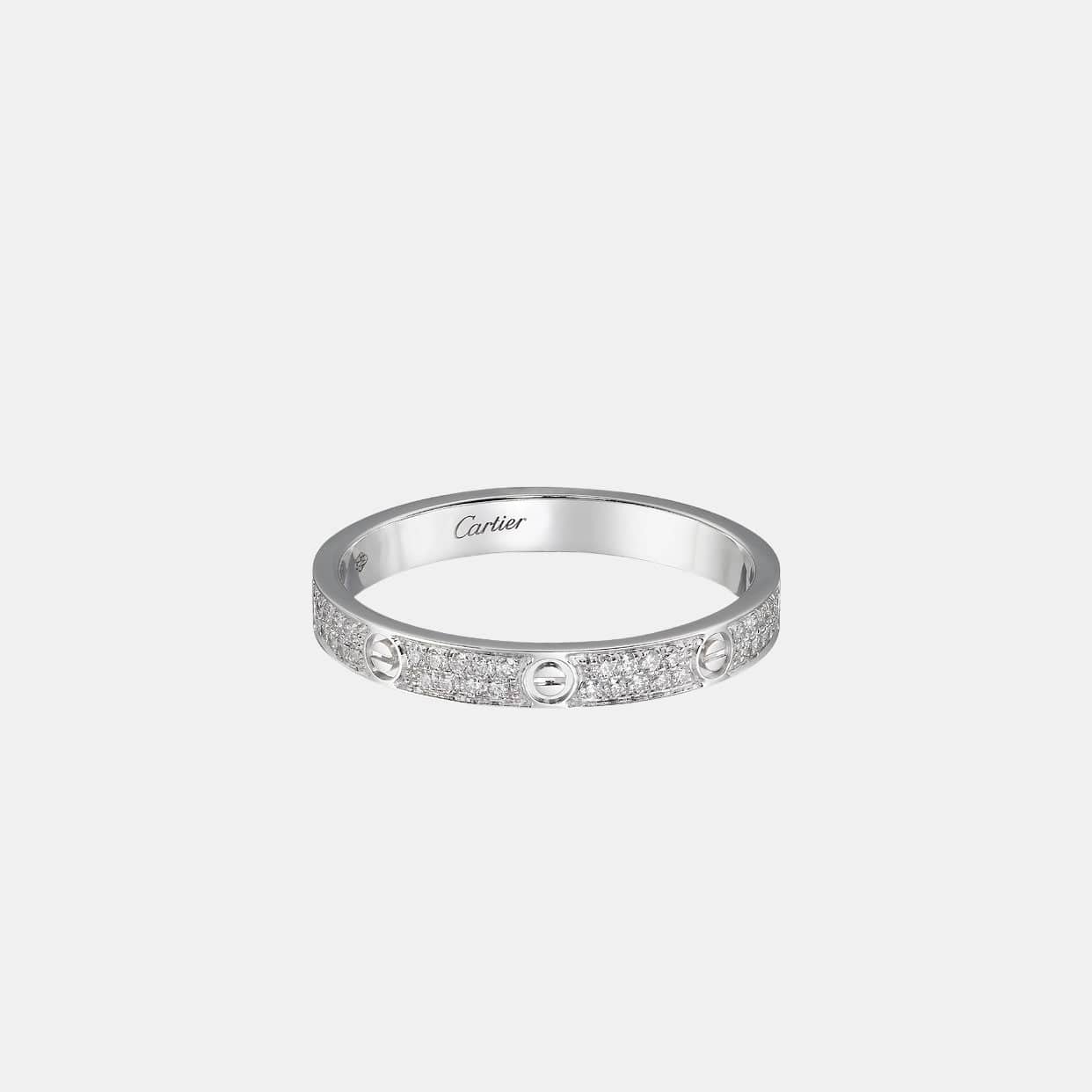 Bague LOVE Petit Modèle Or Gris 72 Diamants Pavé