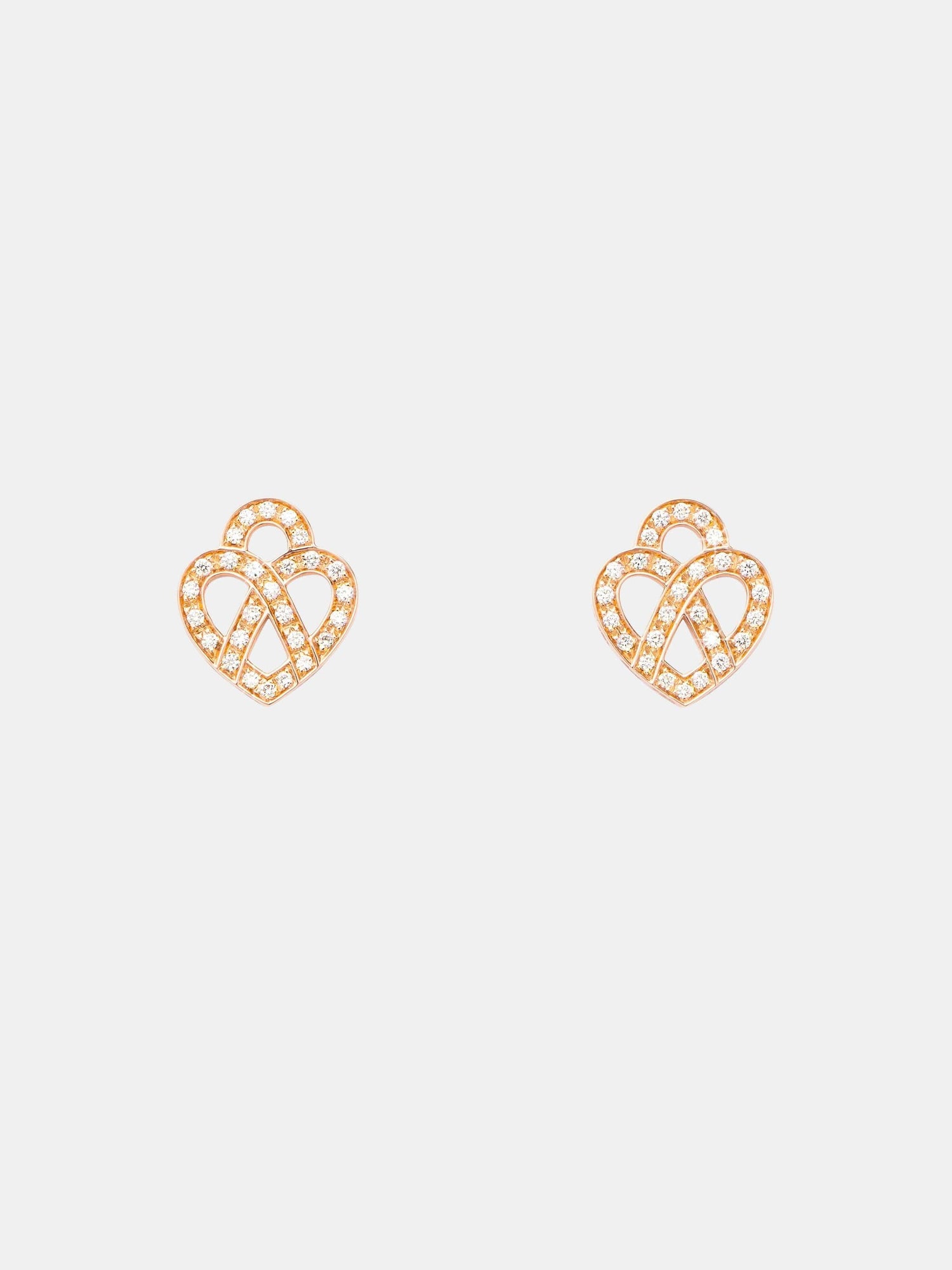 Boucles d'oreilles Coeur Entrelacé Or rose Diamant 0.2ct