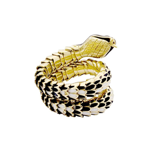 Bague 56 Bague serpent vintage en or jaune, émail et diamants 58 Facettes 35134