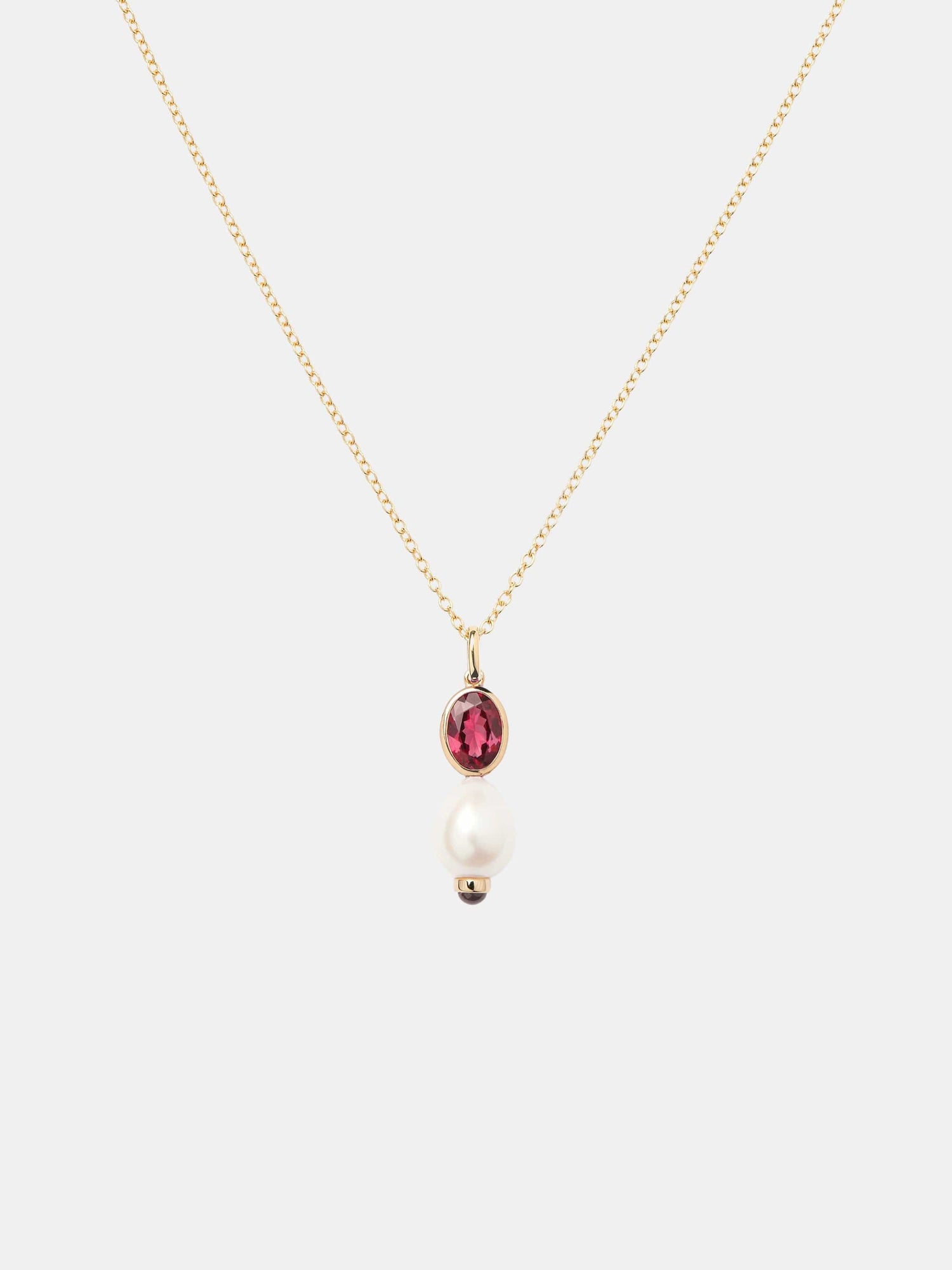 Collier Perles Précieuses Or jaune Rhodolite 1ct
