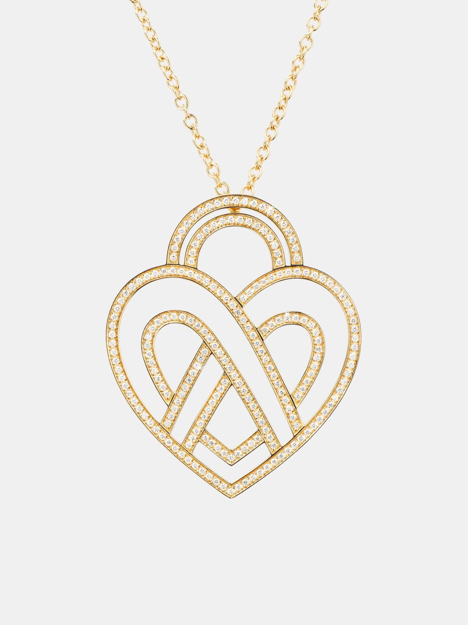 Collier Coeur Entrelacé Or jaune Diamant 1.2ct