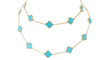 Collier VAN CLEEF & ARPELS - Sautoir Vintage Alhambra or jaune et turquoise 58 Facettes