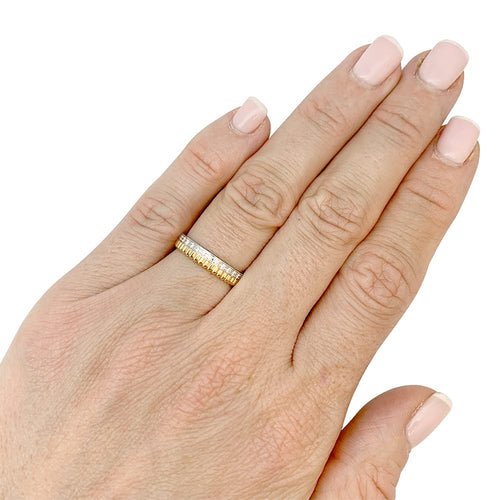 Bague 48 Boucheron Quatre Radiant Grosgrain - Alliance en or jaune et blanc et diamants 58 Facettes 32043