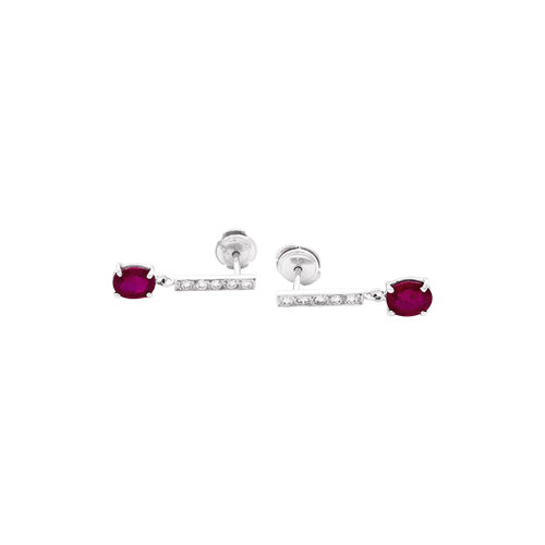 Boucles d'oreilles Pendants d'oreilles or blanc, diamants et rubis. 58 Facettes 34398