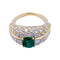 Bague 54 Bague en or jaune sertie d’une émeraude coussin et diamants 58 Facettes 32324