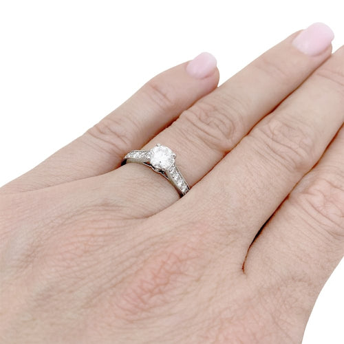 Bague 49 Cartier Solitaire 1895 - Bague en platine et diamants 58 Facettes 35140
