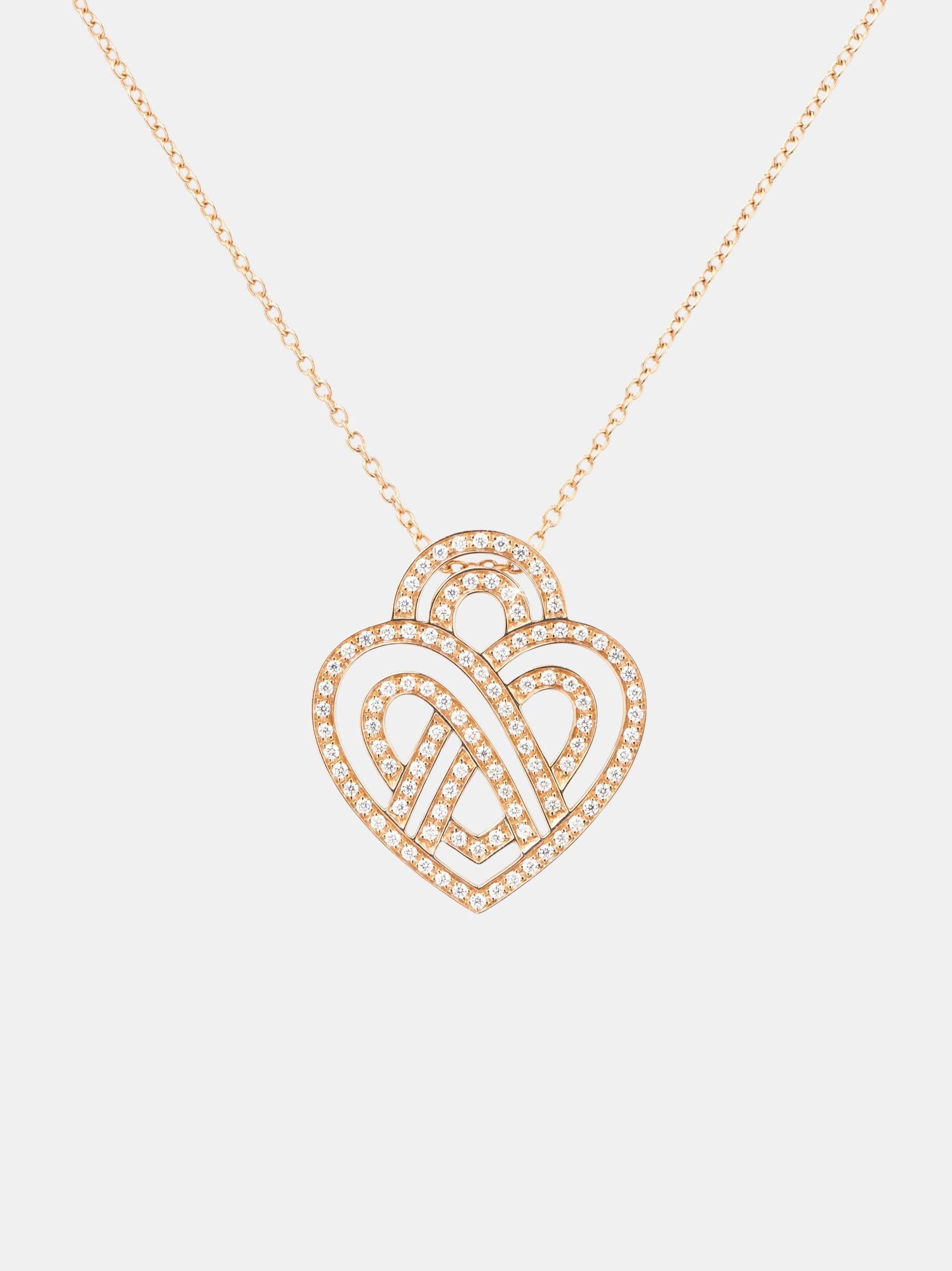 Collier Coeur Entrelacé Or rose Diamant 0.4ct