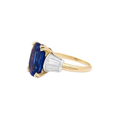 Bague 56 Bague saphir 5,86 ct et diamants en or jaune et platine 58 Facettes 34920