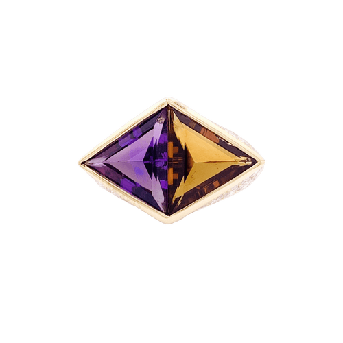 Bague 52 O.J. Perrin - Bague en or jaune avec citrine, améthyste et diamants 58 Facettes 34787