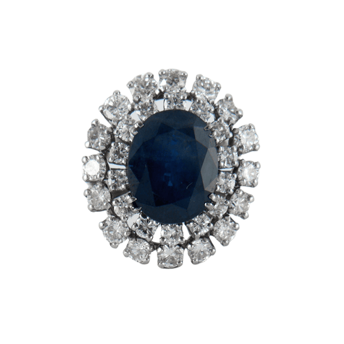 Bague 50 Bague Saphir double entourage Diamants 58 Facettes ALGU22