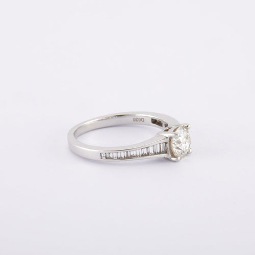 Bague 54 / Blanc/Gris / Or 750 Bague Solitaire Diamant 0.83 Carat 58 Facettes 120396R-200070R