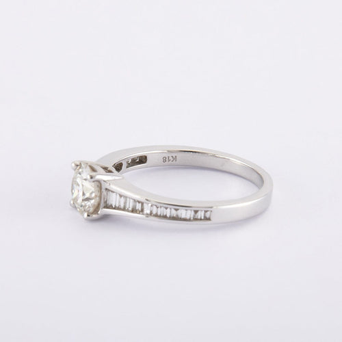 Bague 54 / Blanc/Gris / Or 750 Bague Solitaire Diamant 0.83 Carat 58 Facettes 120396R-200070R